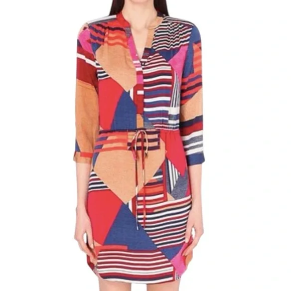 Diane Von Furstenberg Freya Silk Blend Colorful Abstract Shift Dress Women’s 8 - Picture 3 of 15